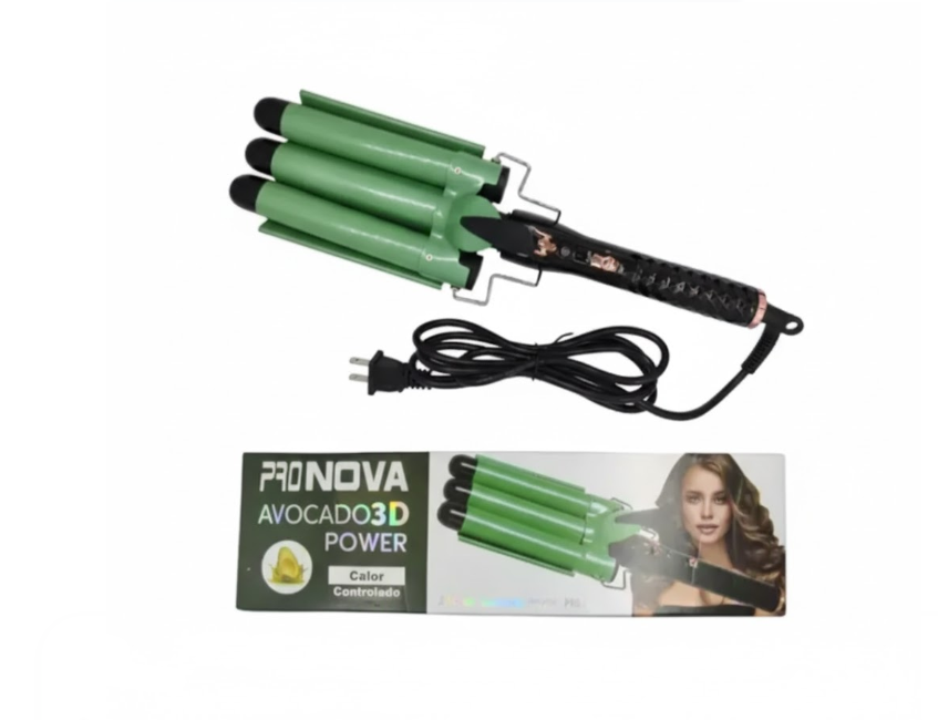 Pinza Rizadora Sirena Profesional 3 Tubos Aguacate PRO-9633