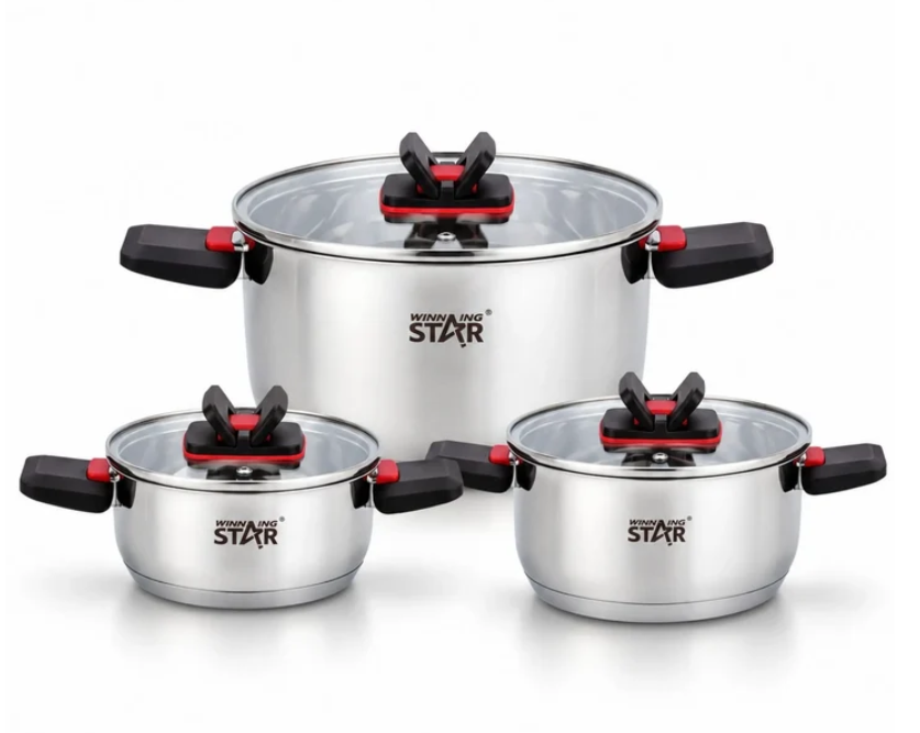 Set De Ollas 6 Piezas En Acero Inoxidable Winning Star ST-5219