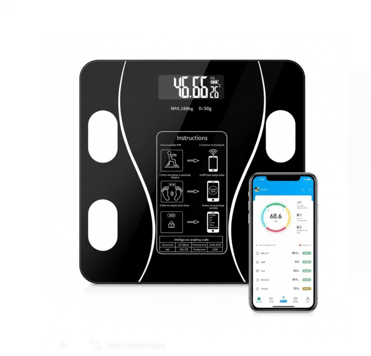 Bascula Inteligente Pesa Bluetooth Vidrio Templa Digital App