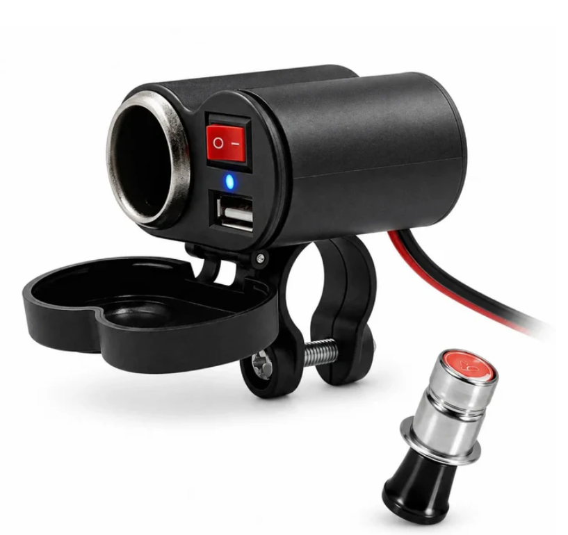 Cargador Para Motocicleta Baihuo City Con Puerto USB Y Encendedor 12V MY-7804