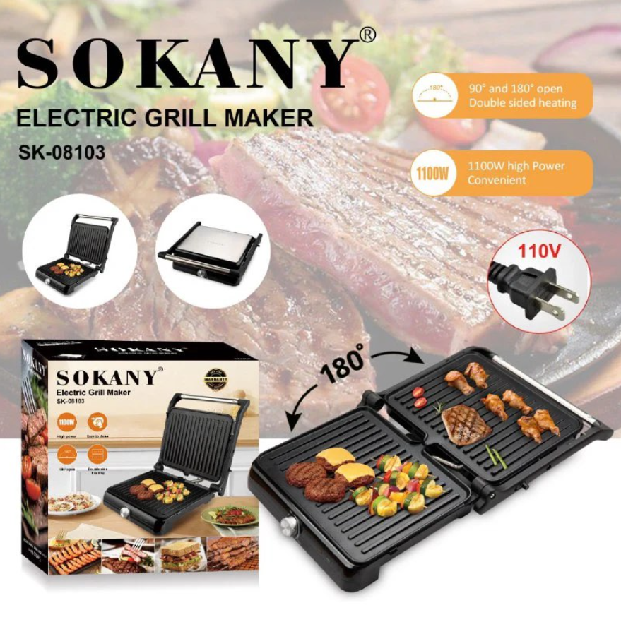 Parrilla Eléctrica Sokany SK-08103 Superficie Antiadherente