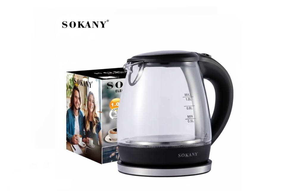 Hervidor Electrico De Agua 1.0 Litros Tetera De Vidrio Sokany SK-613