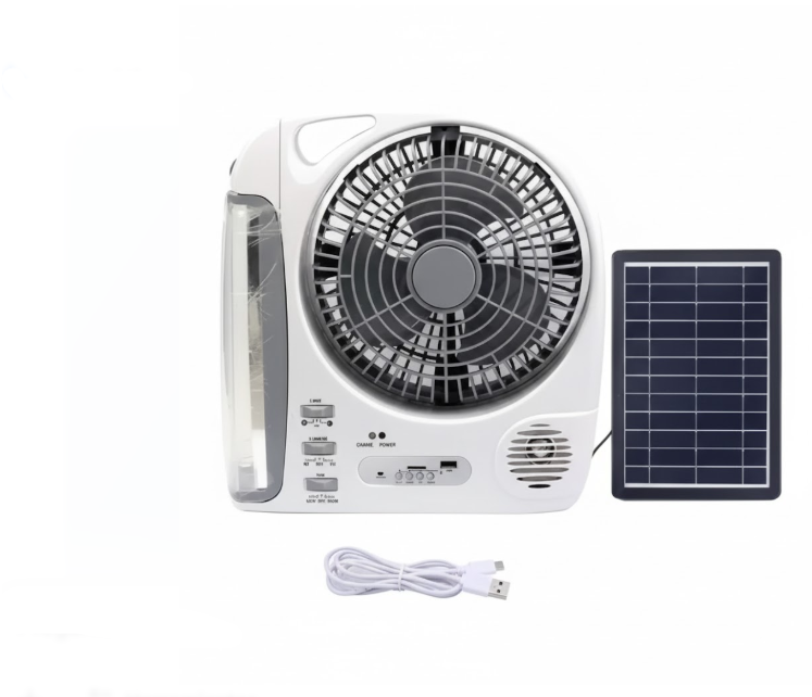 Ventilador Recargable Multifuncional Con Panel Solar Gd-8028