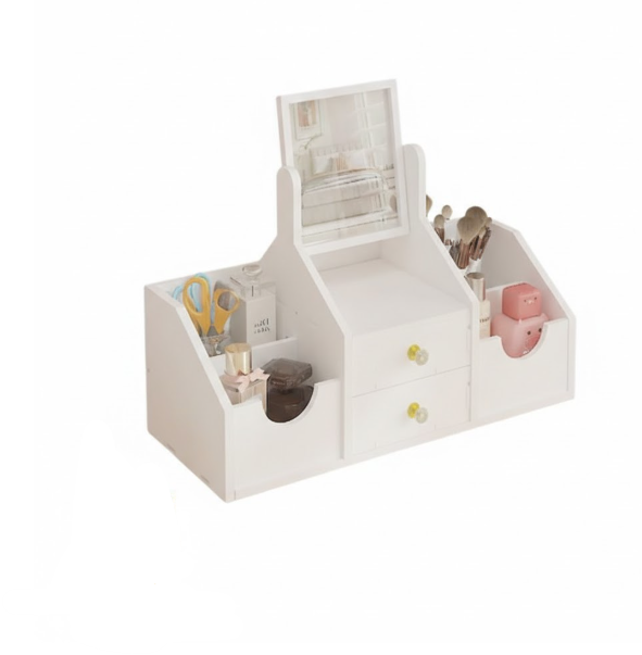 Set Espejo Tocador Organizador De Maquillaje