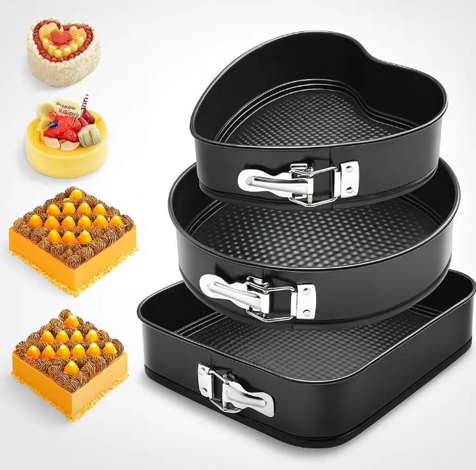 Set de Molde Repostería X3 Piezas Para Tortas Antiadherente Y Desmontable