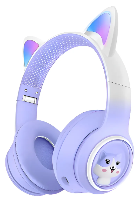 Audífonos Diadema Inalámbricos Led Con Diseño De Gato AKZ02