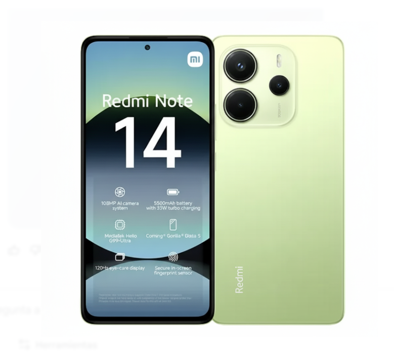 Celular Xiaomi Redmi Note 14 6Gb 128Gb Verde