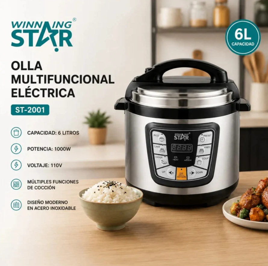 Olla Multifuncional Eléctrica Winning Star 6L ST-2001