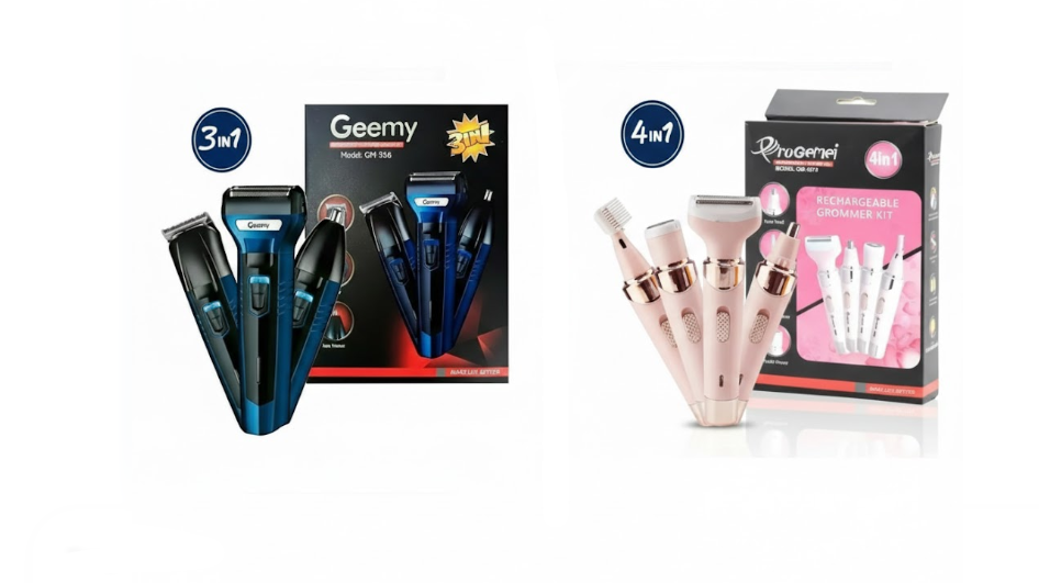 Kit Afeitadora Recargable Geemy 566 3 En 1+Máquina Depiladora Femenina Gemmy GM-3074 4 En 1