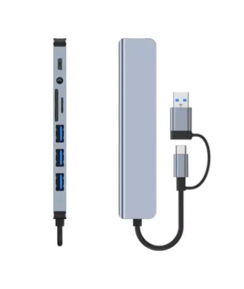 Adaptador Usb C Hub Tipo C, 8 En 1, Multipuerto, Usb 3.0, Sd, Hubs Múltiple En Uno
