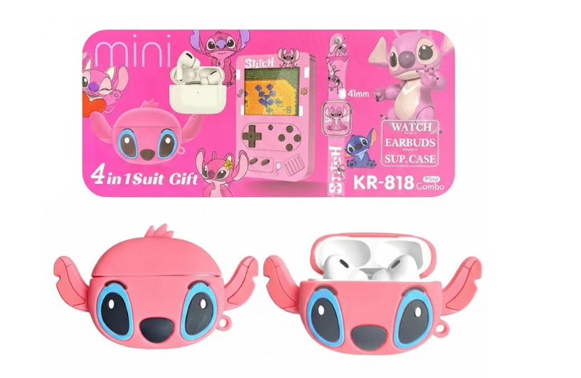 Combo Reloj Inteligente Para Niños Con Audífonos Y Consola Angela Rosado KR-818