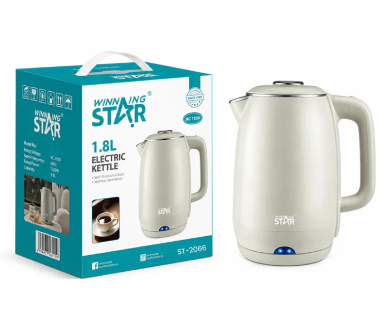 Hervidor Eléctrico Winning Star 1.8L 1100W Con Base Giratoria 360° ST-2066