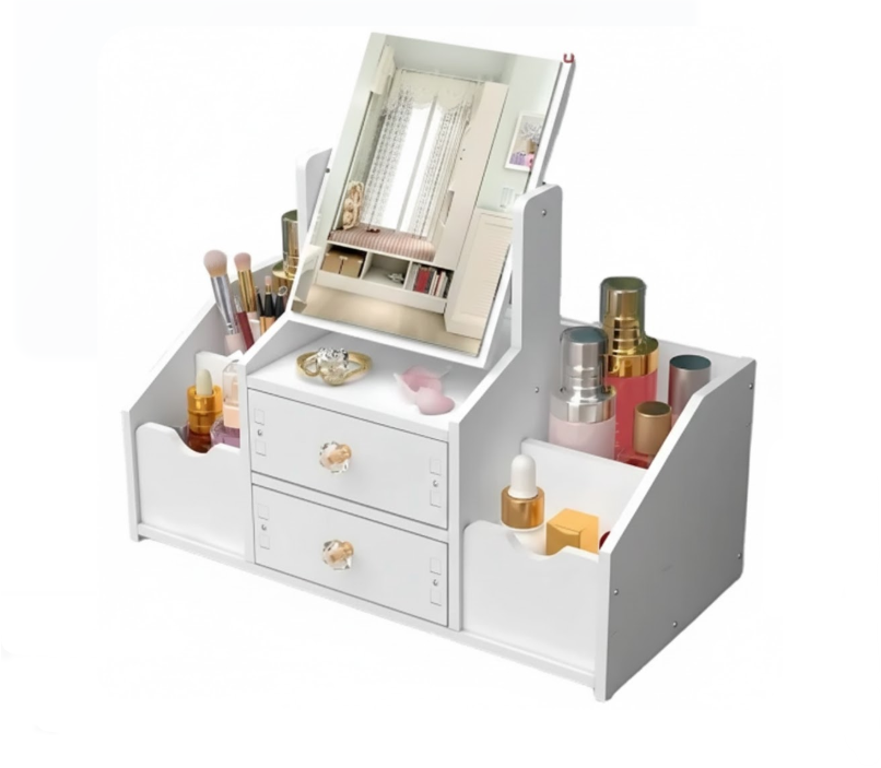 Set Espejo Tocador Organizador De Maquillaje