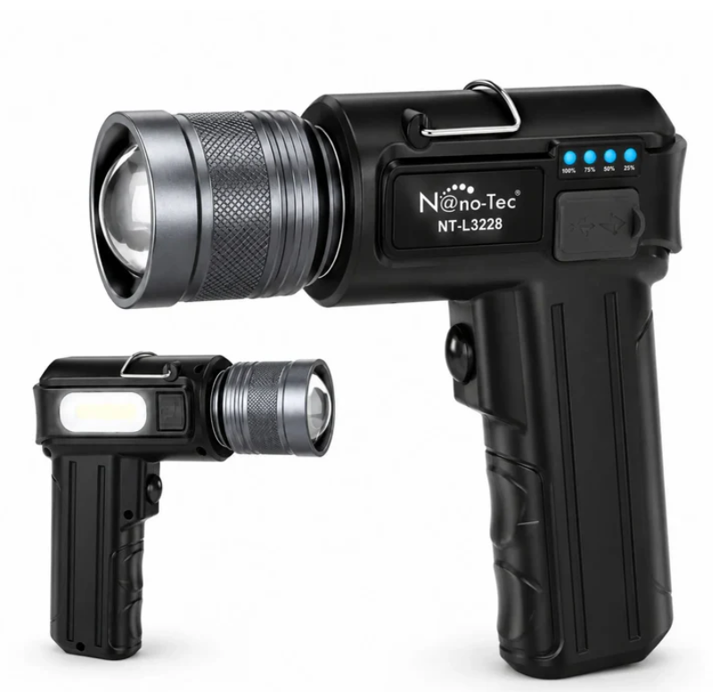 Linterna LED Recargable Nano-Tec 20W Con Power Bank Alcance De Hasta 5 Km NT-L3228