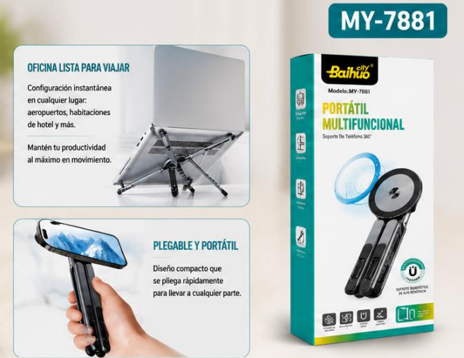 Soporte Magnético Plegable Para Celular Y Tablet Baihuo City MY-7881