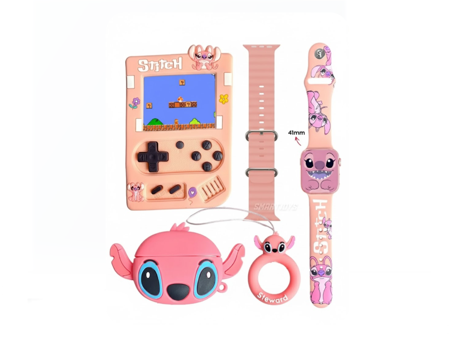Combo Reloj Inteligente Para Niños Con Audífonos Y Consola Angela Rosado KR-818