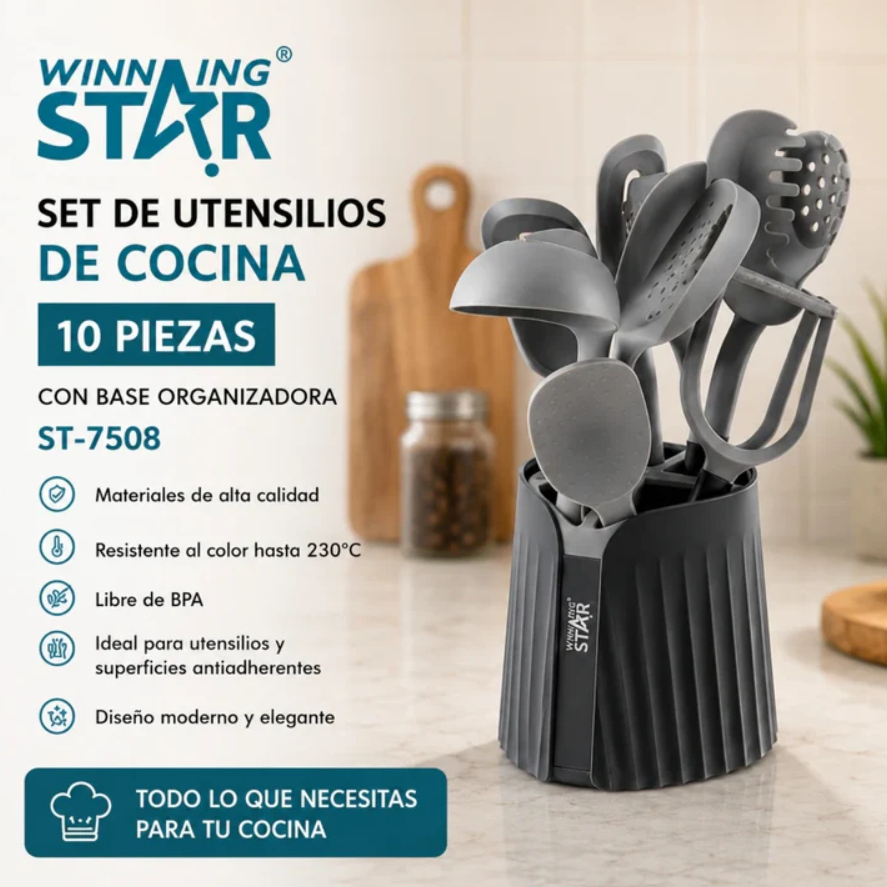 Set De Utensilios De Cocina Winning Star 10 Piezas ST-7508