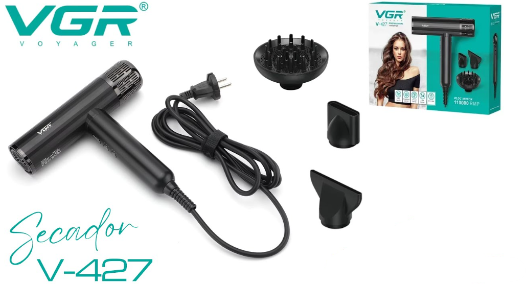 Secador De Cabello Vgr V-427 Negro
