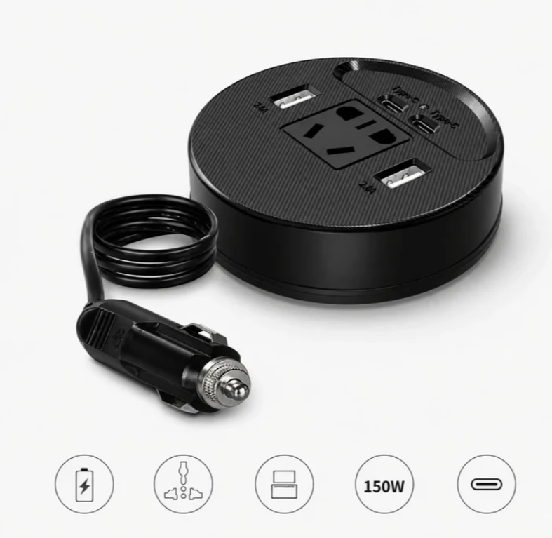 Inversor De Corriente Automotriz 150W Con USB Y Tipo C Baihuo City MY-7426