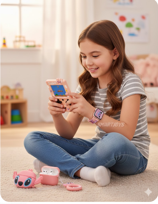 Combo Reloj Inteligente Para Niños Con Audífonos Y Consola Angela Rosado KR-818