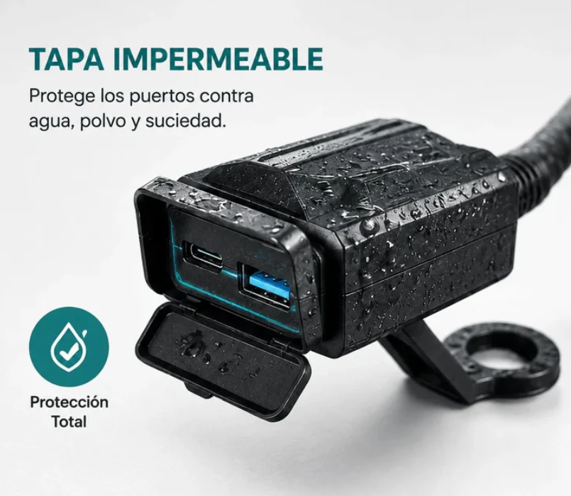 Cargador Para Motocicleta Baihuo City Con Puerto USB Y Tipo C MY-7808