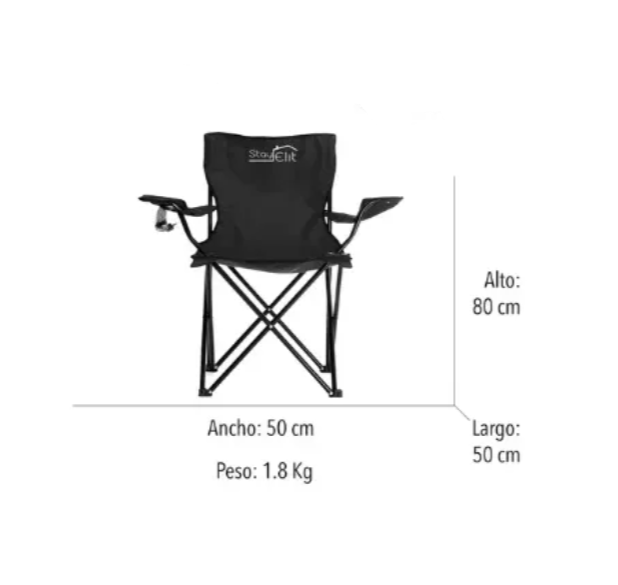 Silla Plegable Con Soporte Para Brazo Camping Exterior Playa