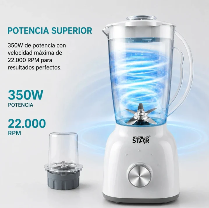 Licuadora Multifuncional 2 En 1 Winning Star 1.8L Con Triturador ST-2083