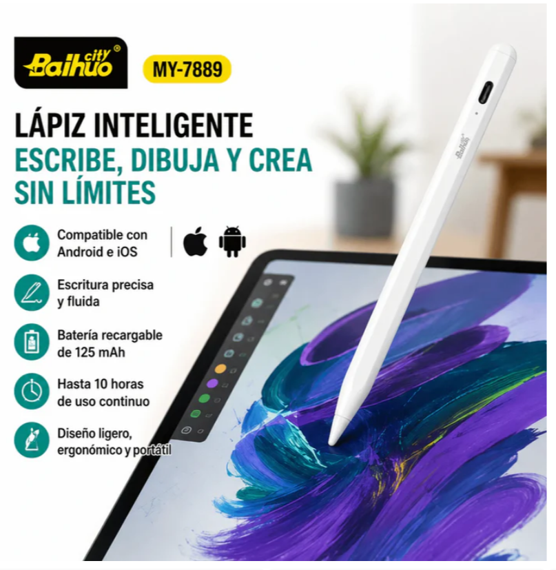 Lápiz Inteligente Capacitivo Recargable Para Android Y Apple Baihuo City MY-7889