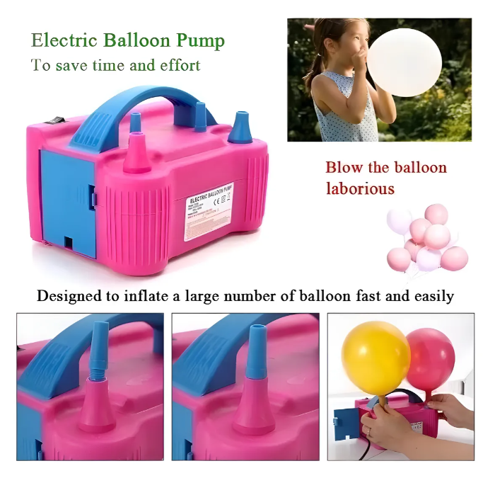 Inflador De Globos Eléctrico Doble Boquilla