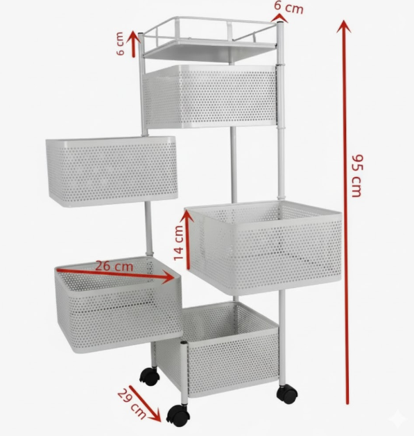 Carrito Organizador 6 Niveles Multiusos Blanco