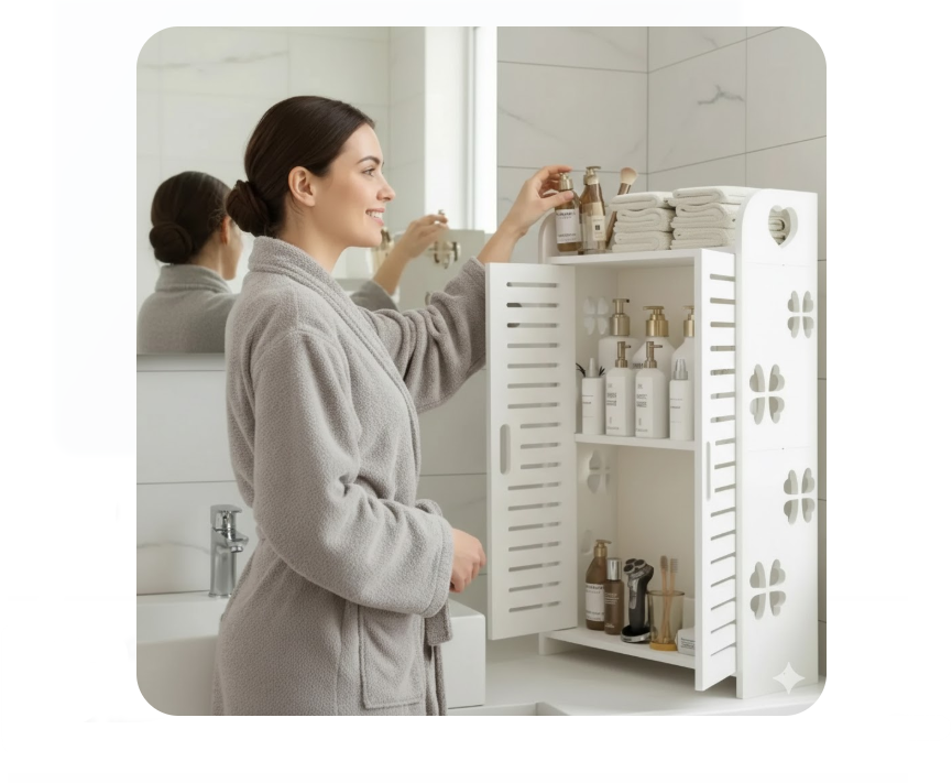 Estante De Baño Flotante Con Puertas