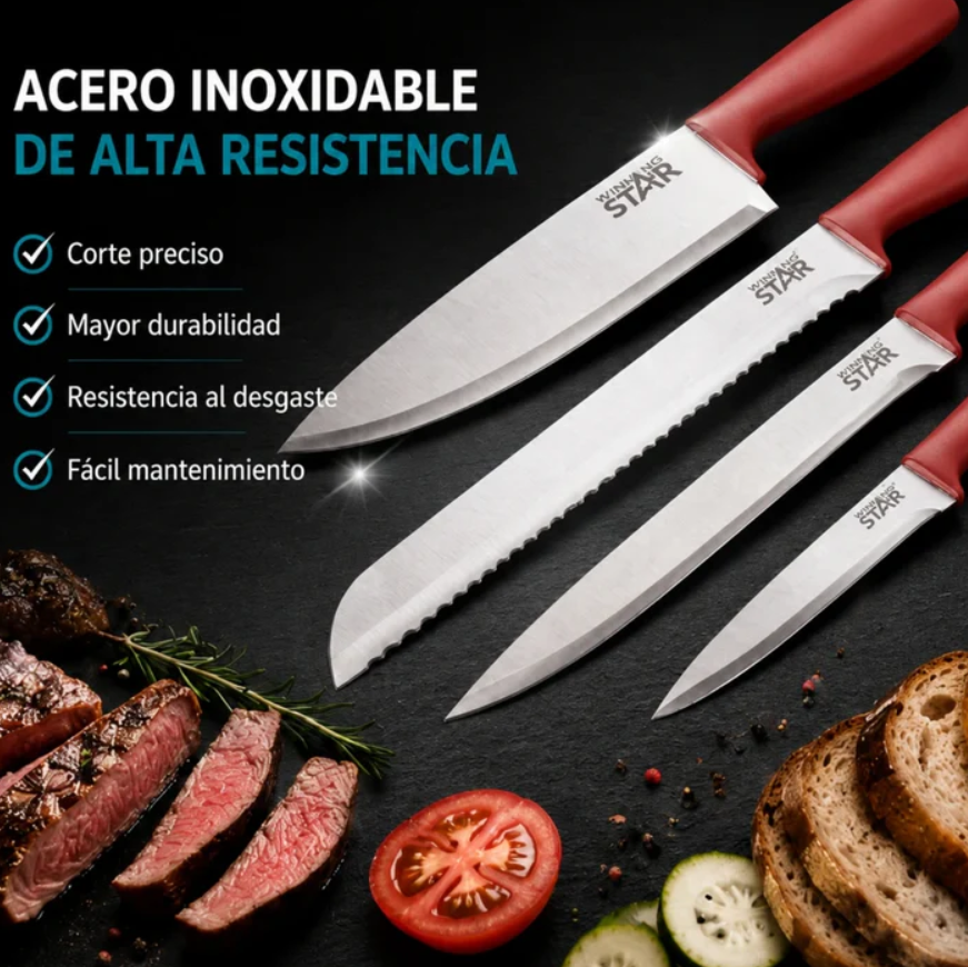 Set De Cuchillos Winning Star 8 Piezas  ST-7802