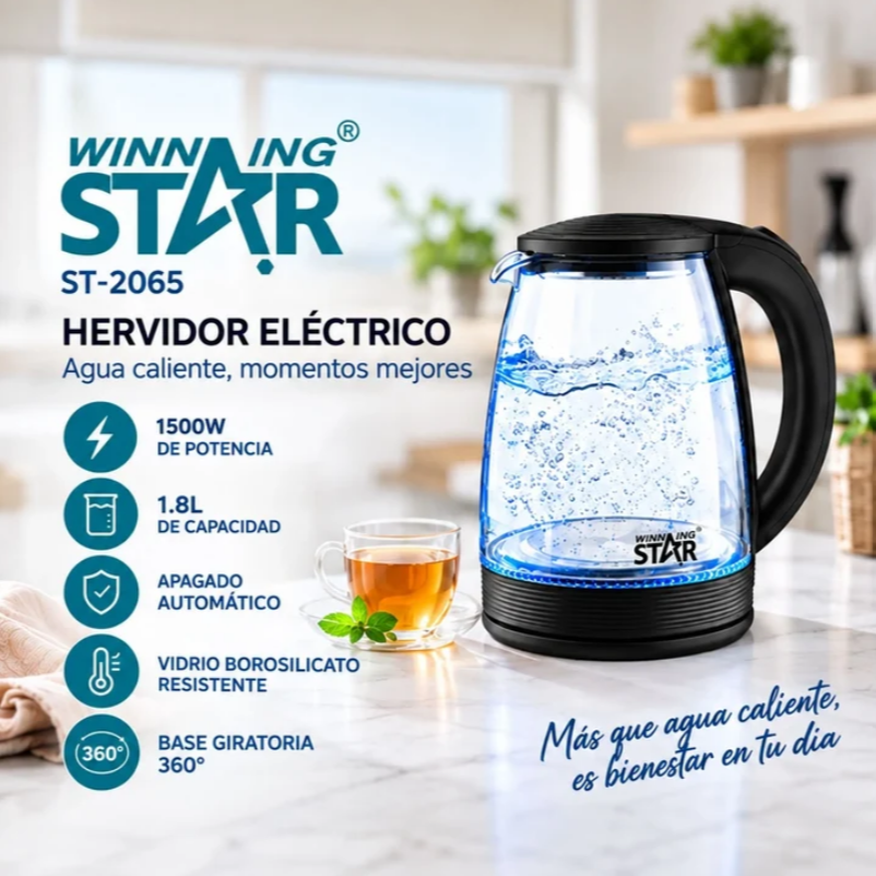 Hervidor Eléctrico En Vidrio Winning Star ST-2065