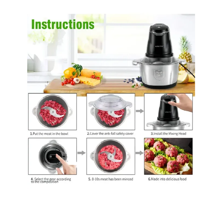 Picadora Eléctrica Sokany Sk-7020 Procesador De Alimentos