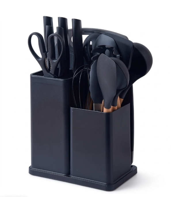 Set Utensilios Cocina En Silicona Y Juegos De Cuchillos 19Pc