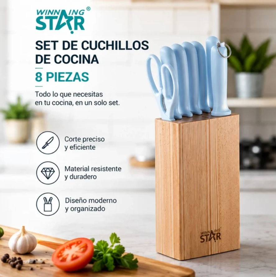 Set De Cuchillos De Cocina 8 Piezas Winning Star ST-7803