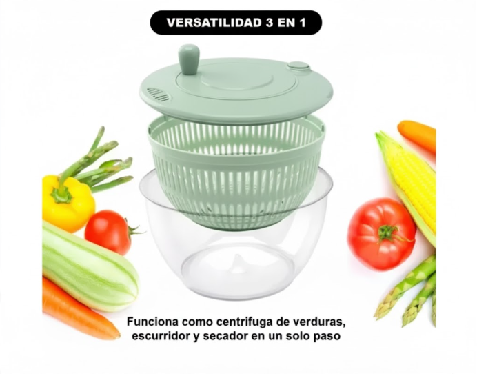 Centrifugador De Verduras 3 En 1 Escurridor Secador Ensalada DK-14