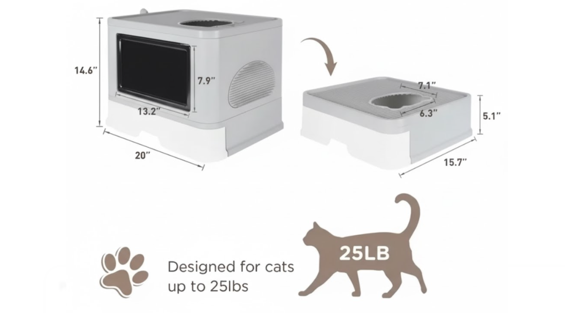 Caja Arenero Plegable Para Gatos Con Tapa