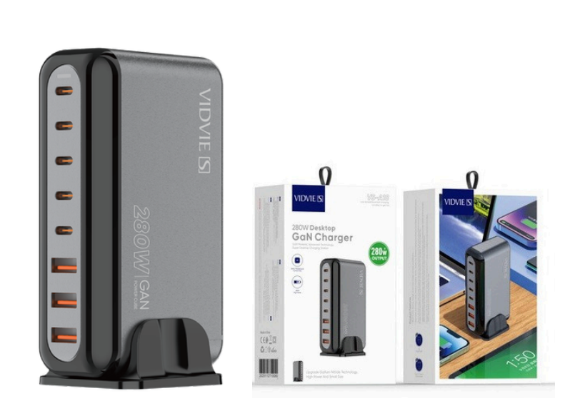 Cargador Vidvie 280w Con 3 Entradas Usb y 4 Typec VS-A18