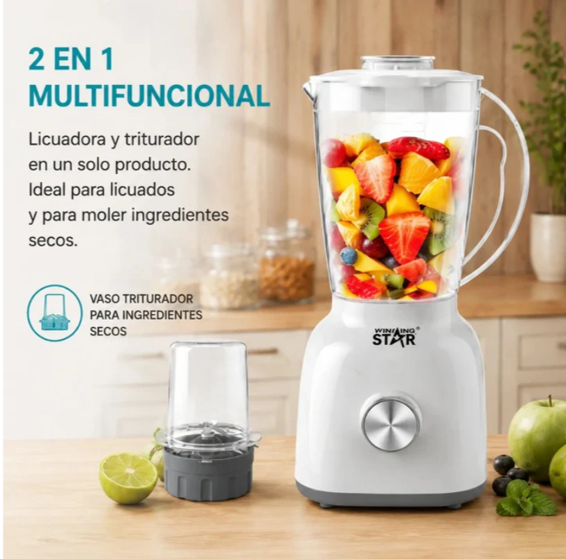 Licuadora Multifuncional 2 En 1 Winning Star 1.8L Con Triturador ST-2083