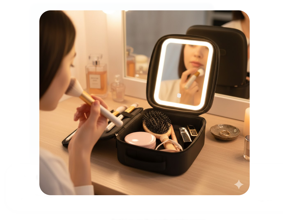 Maletín Organizador Pequeño De Maquillaje Profesional Con Espejo