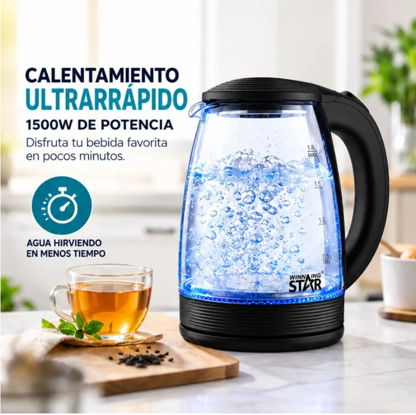 Hervidor Eléctrico En Vidrio Winning Star ST-2065