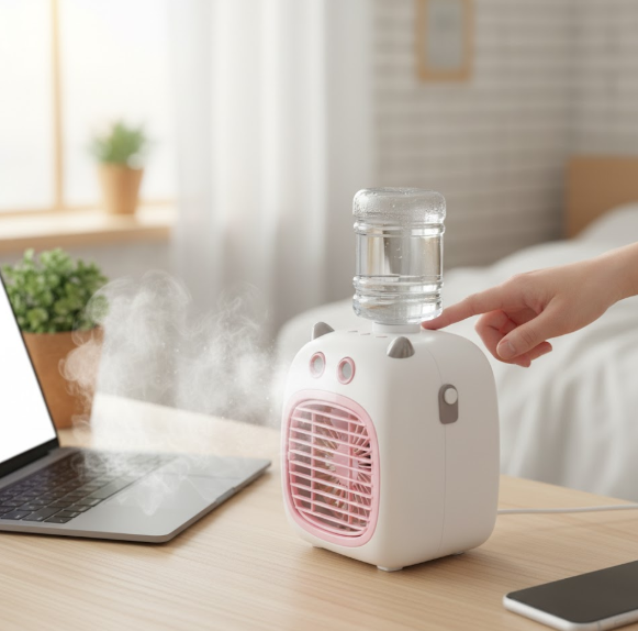 Ventilador Con Función De Enfriamiento Recargable Rosado Ref:NT-F503