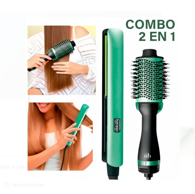 Combo 2 En 1 Plancha + Cepillo Secado PRO-2501