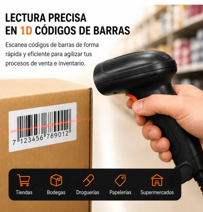 Pistola Lector De Código De Barras USB Plug & Play Baihuo City MY-7715