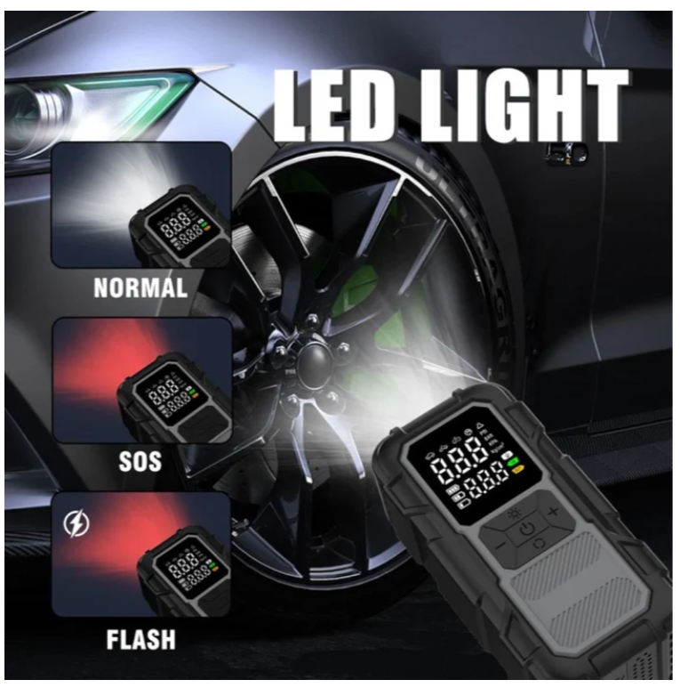 Arrancador De Batería 12V Con Compresor De Aire Y Power Bank Para Vehículos CZK-DH01C