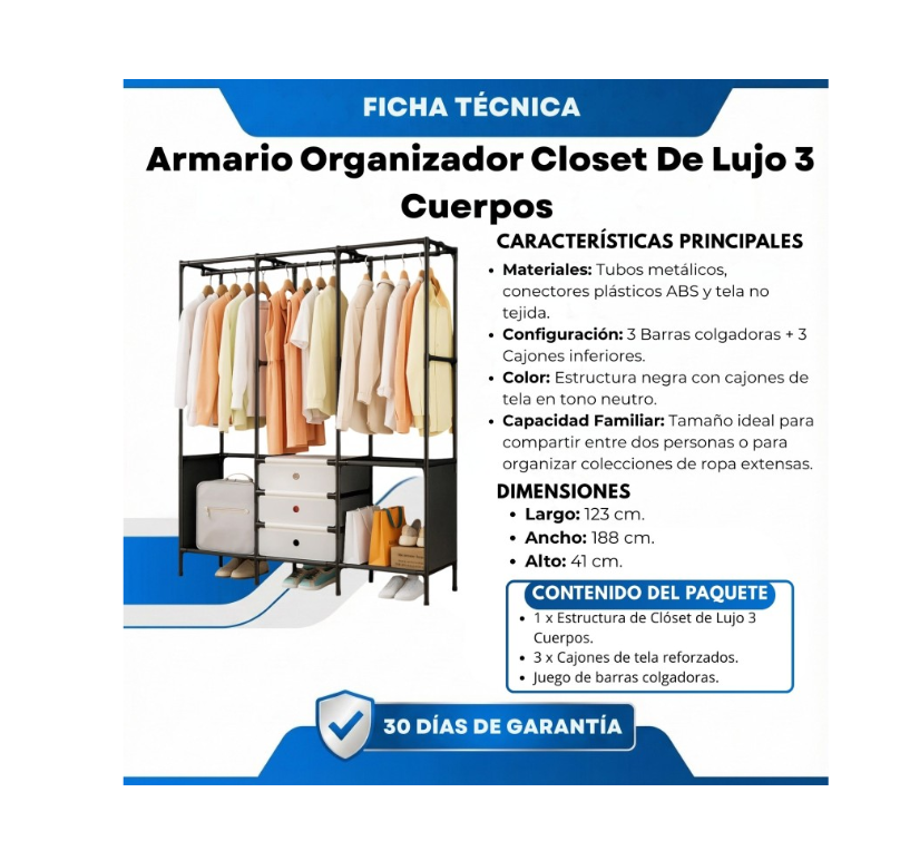 Closet De Lujo 3 Cuerpos PRLA-500