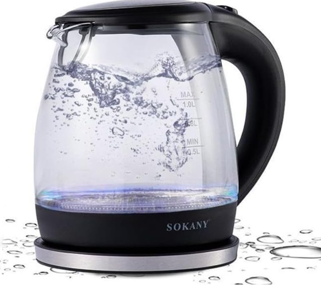 Hervidor Electrico De Agua 1.0 Litros Tetera De Vidrio Sokany SK-613