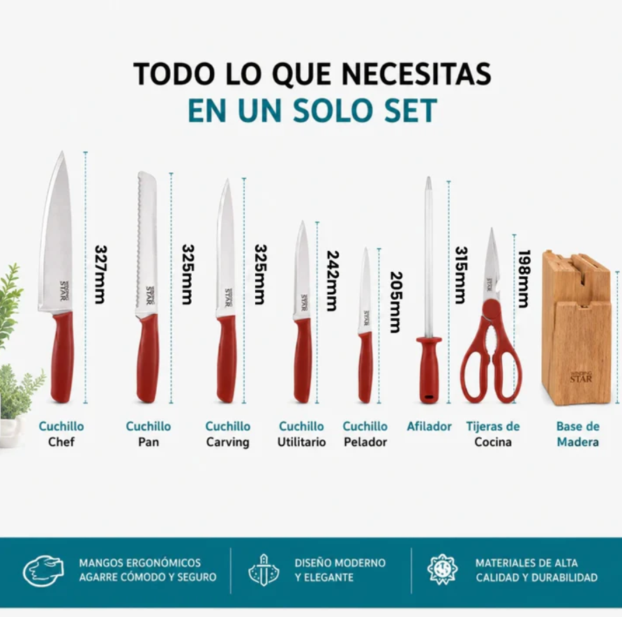 Set De Cuchillos Winning Star 8 Piezas  ST-7802