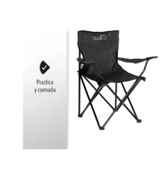 Silla Plegable Con Soporte Para Brazo Camping Exterior Playa